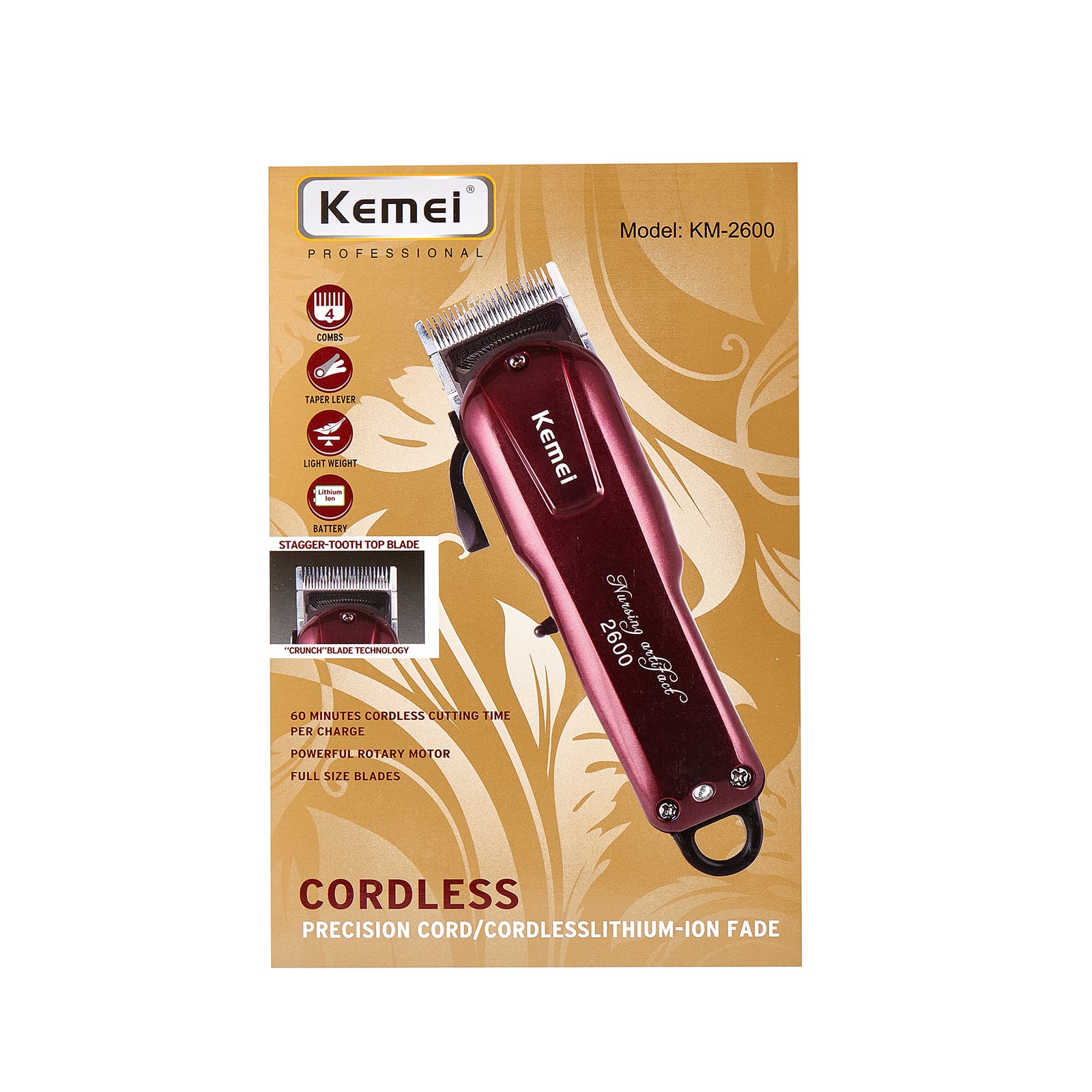 Kemei машинка для стрижки волос беспроводная 